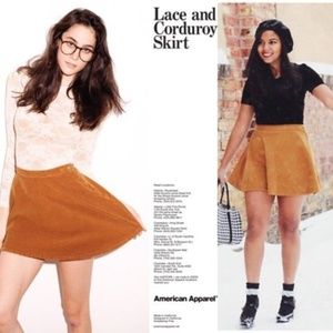 American Apparel Camel Corduroy Circle Skirt Sz M